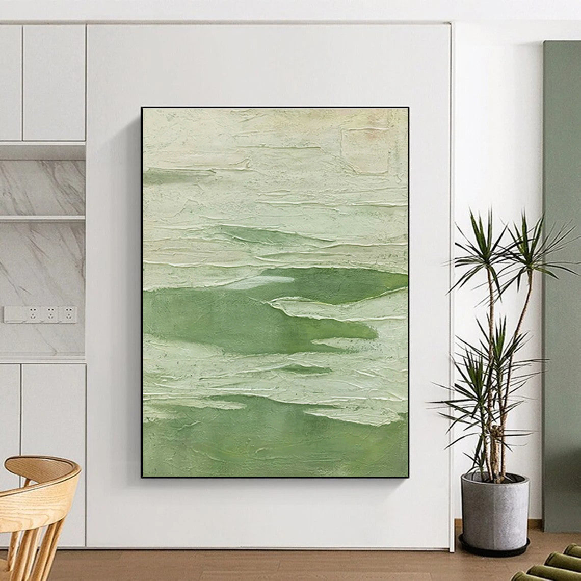 Light Green Textured Abstract Art for Eco - Friendly Home & Botanical Store DLZ1224