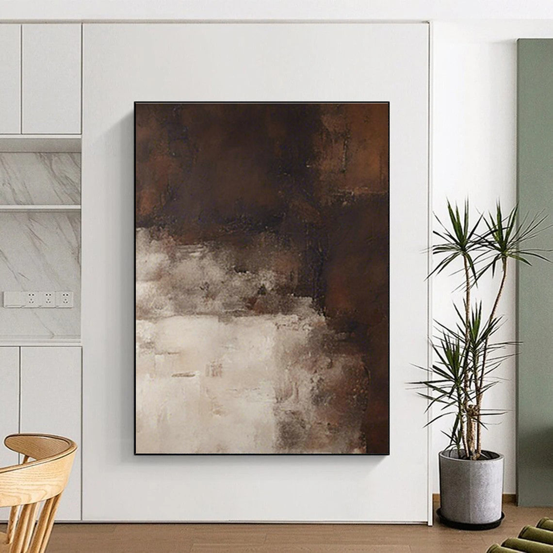 Brown and White Abstract Art for Rustic Home & Art - Themed Library DLZ2169