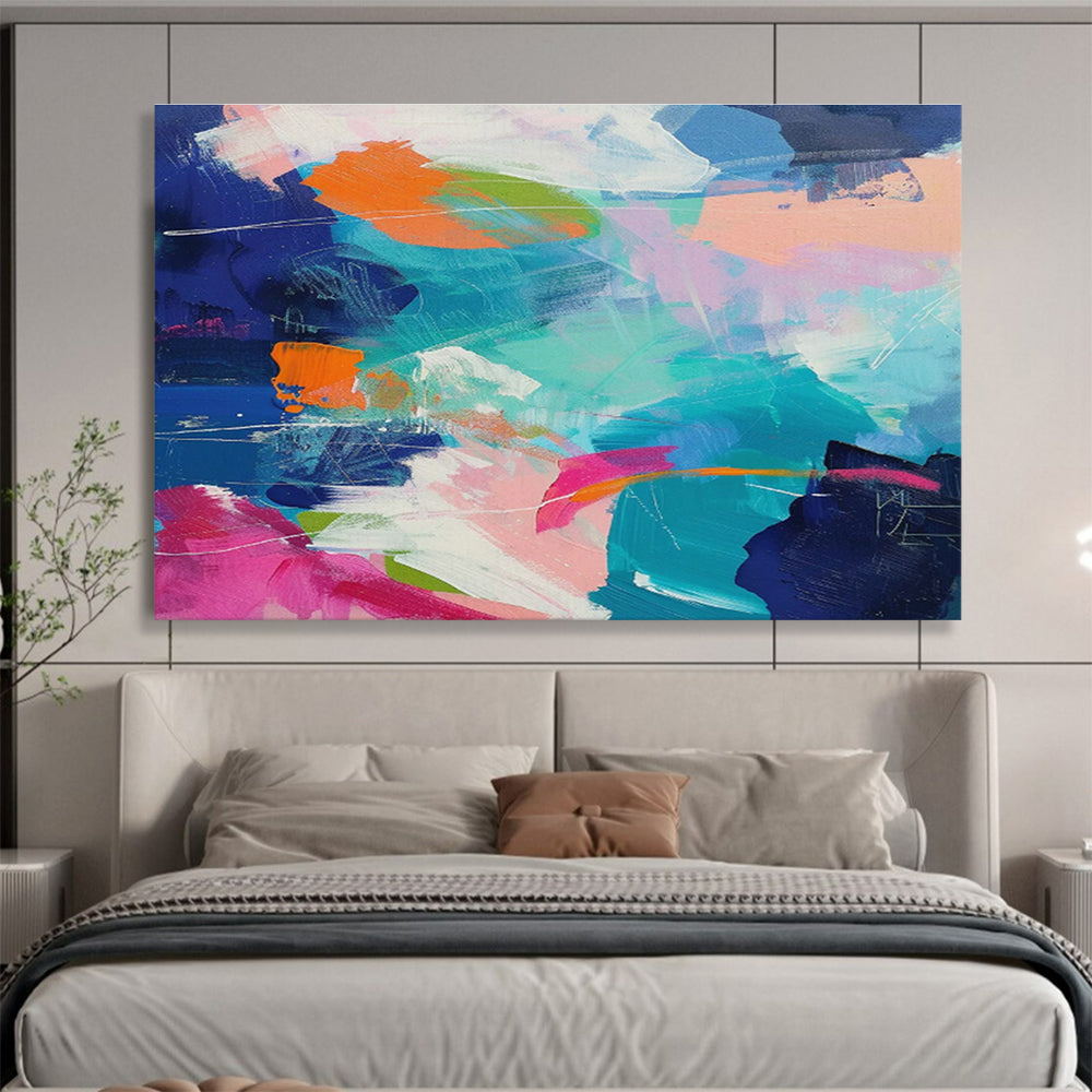 Blue - Pink Clash Abstract Art for Modern Living Room DLZ2873