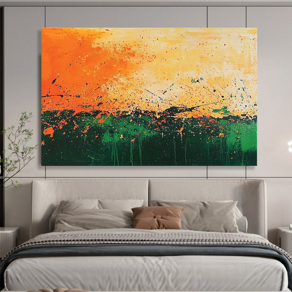 Splattered Sunset Field Art for Bohemian Backyard Patio & Eclectic Art Studio SC062