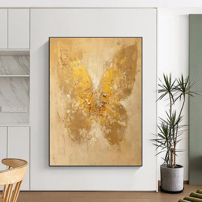 Golden Butterfly Oil Painting for Bedroom & Entryway DLZ0341