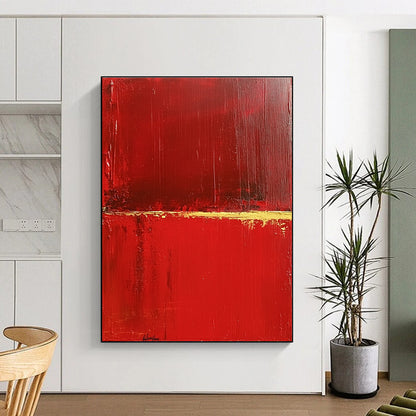 Red and Gold Minimalist Abstract for Luxury Home Entrance & Sophisticated Art Gallery STSC459