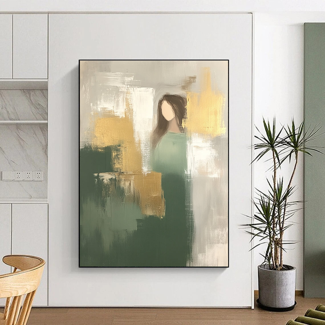 Figure with Gold and Green for Sophisticated Living Room & Inspirational Office STSC242