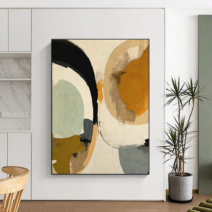 Circular Color Block Abstract Art for Modern Café & Mid - Century Home Living Room DLZ1621