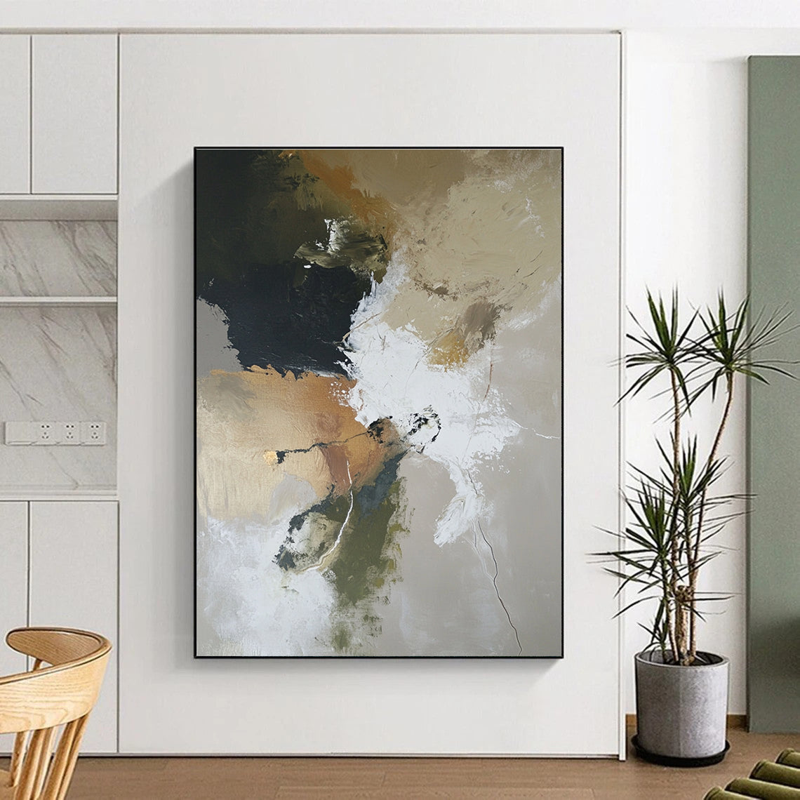 Neutral Tones Abstract for Timeless Home Library & Modern Office STSC254