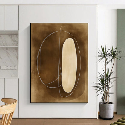 Brown and White Line Abstract for Mid - Century Modern Home & Calming Meditation Space STSC484