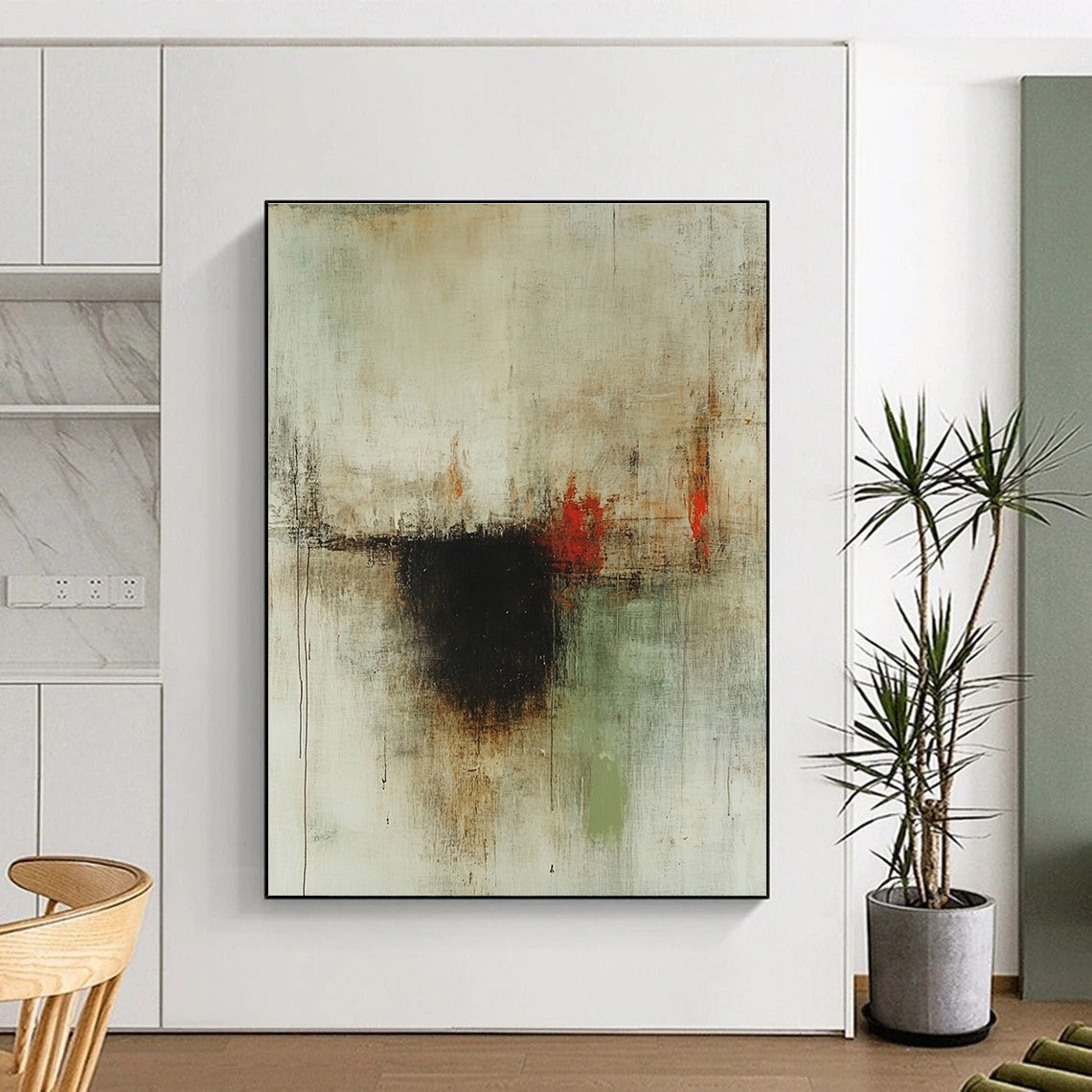 Abstract Neutral Tones for Minimalist Living Room & Modern Office STSC610