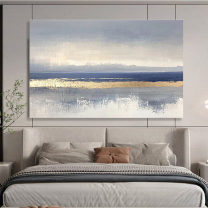 Gray - Gold Sea Abstract Art for Luxury Yacht Club & Modern Beach House SC038