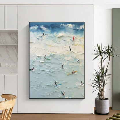 Thick - Painted Beach Surfers Art for Coastal Café & Beach House DLZ1972