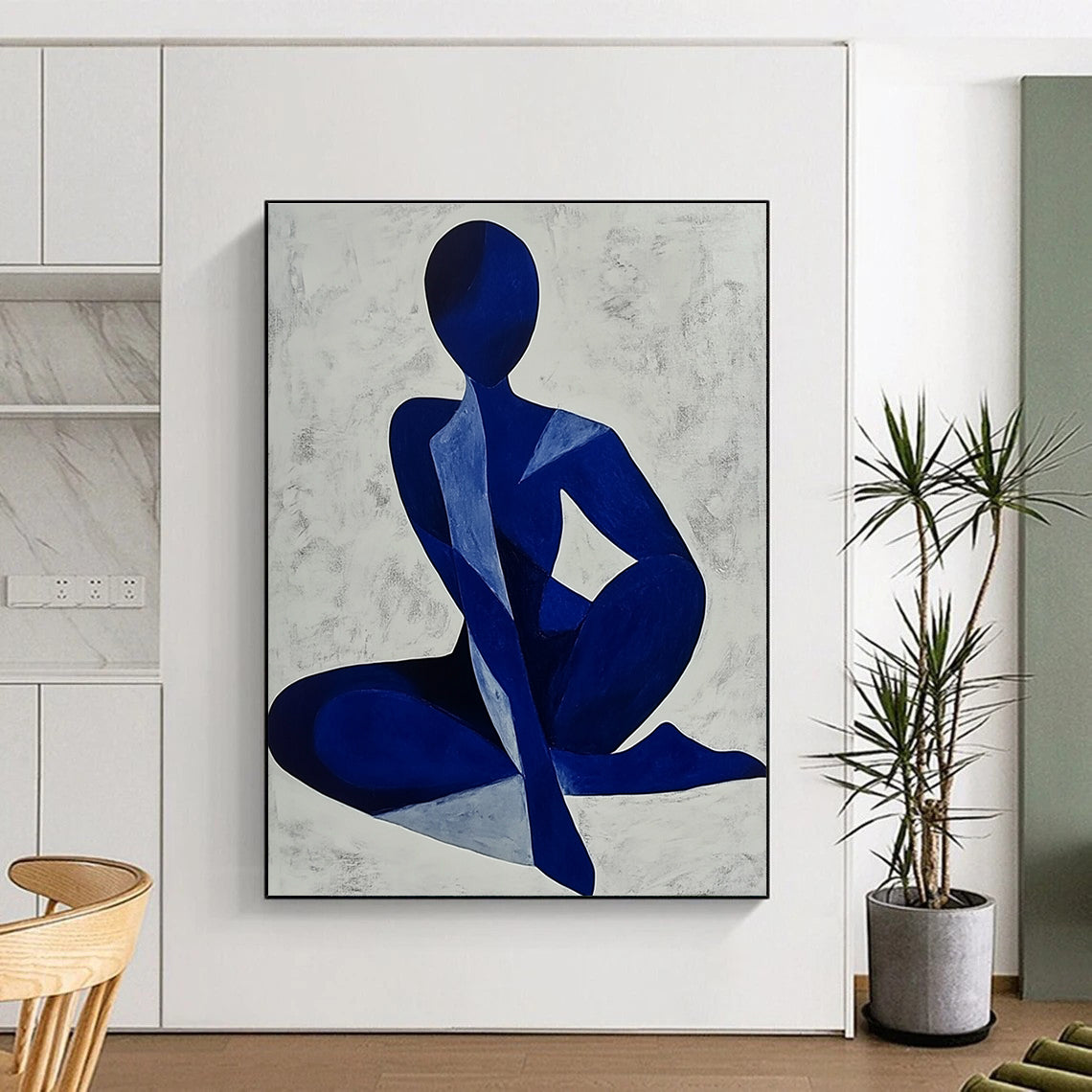Blue Abstract Figure Art for Contemporary Art Gallery & Yoga Studio STSC1405