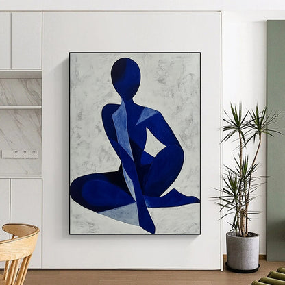 Blue Abstract Figure Art for Contemporary Art Gallery & Yoga Studio STSC1405