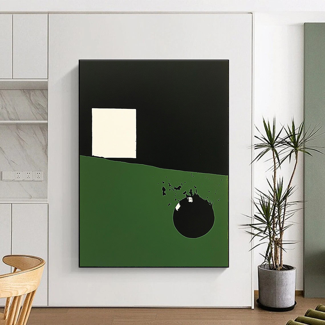 Green - Black Geometric Art for Modern Office Lobby & Contemporary Art Gallery STSC130