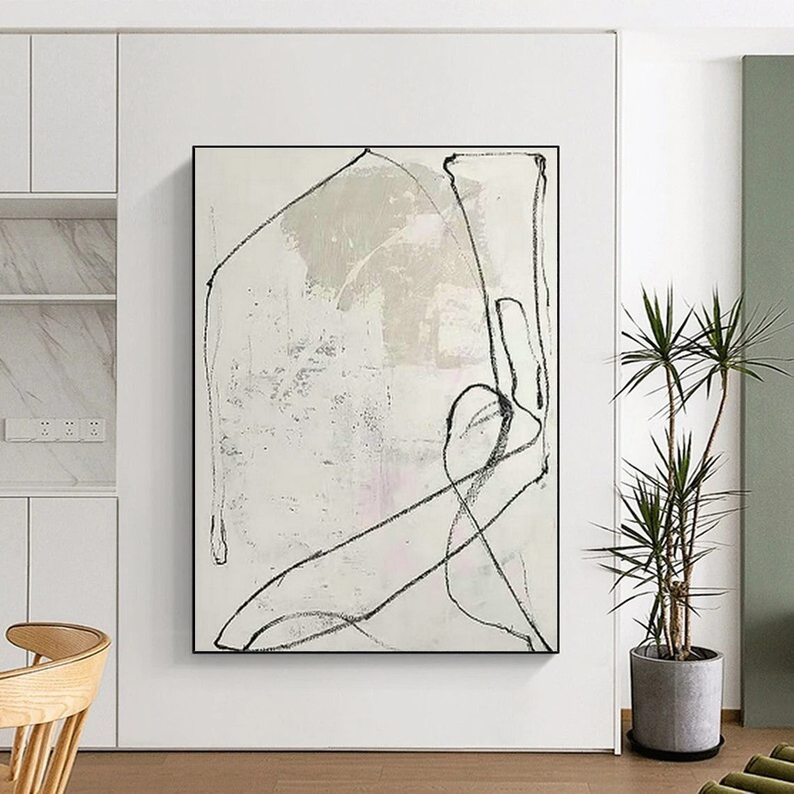 White - Wall Line Art for Minimalist Bedroom Headboards DLZ0256