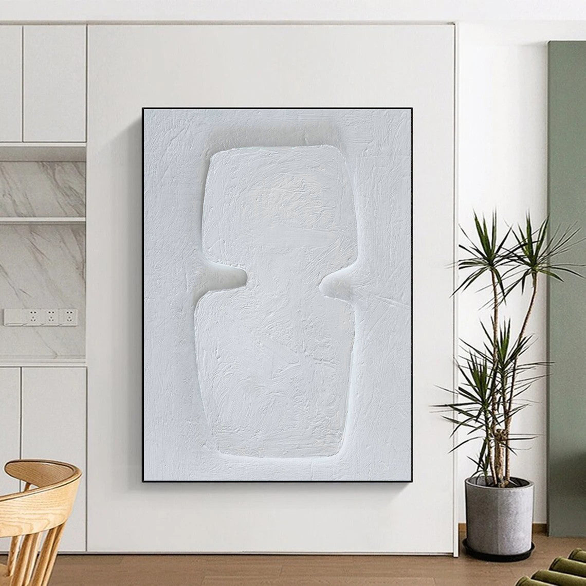 White Textured Relief Art for Scandinavian Gallery & Minimalist Bedroom DLZ1891