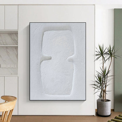 White Textured Relief Art for Scandinavian Gallery & Minimalist Bedroom DLZ1891
