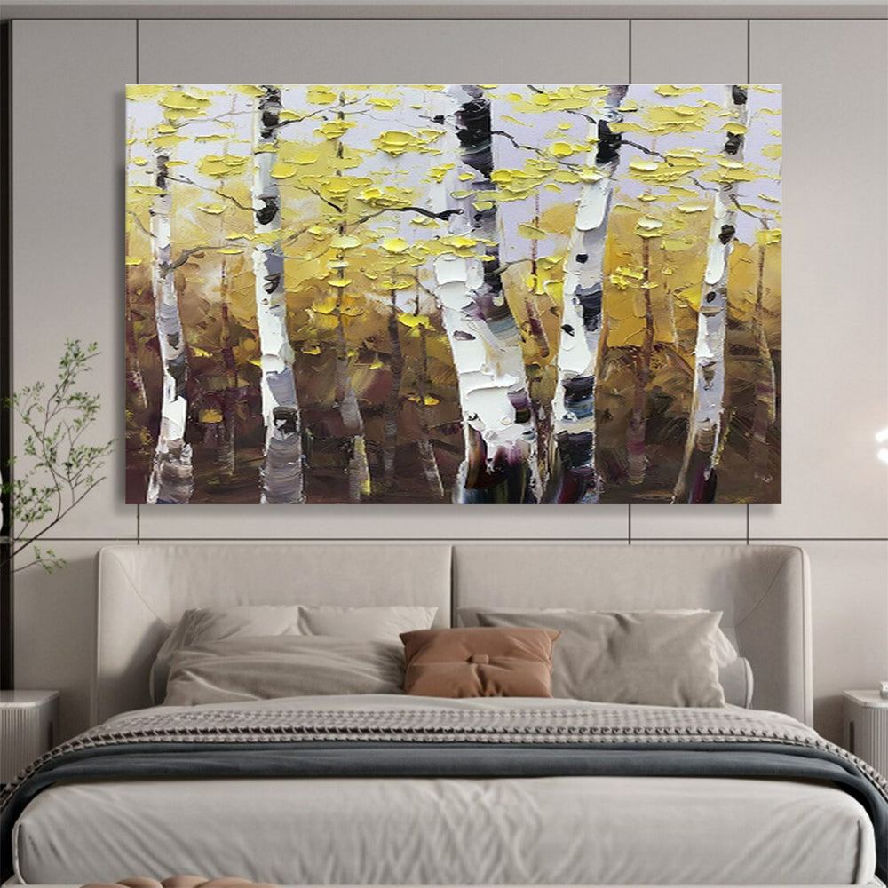 Golden Birch Forest Painting for Autumn - Themed Restaurant DLZ3010
