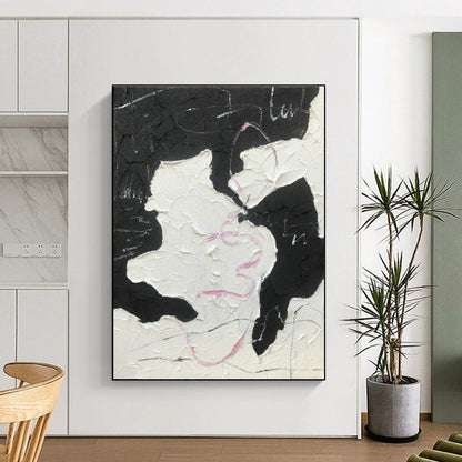 Black - Pink Textured Abstract Art for Trendy Café & Fashion Boutique DLZ0784