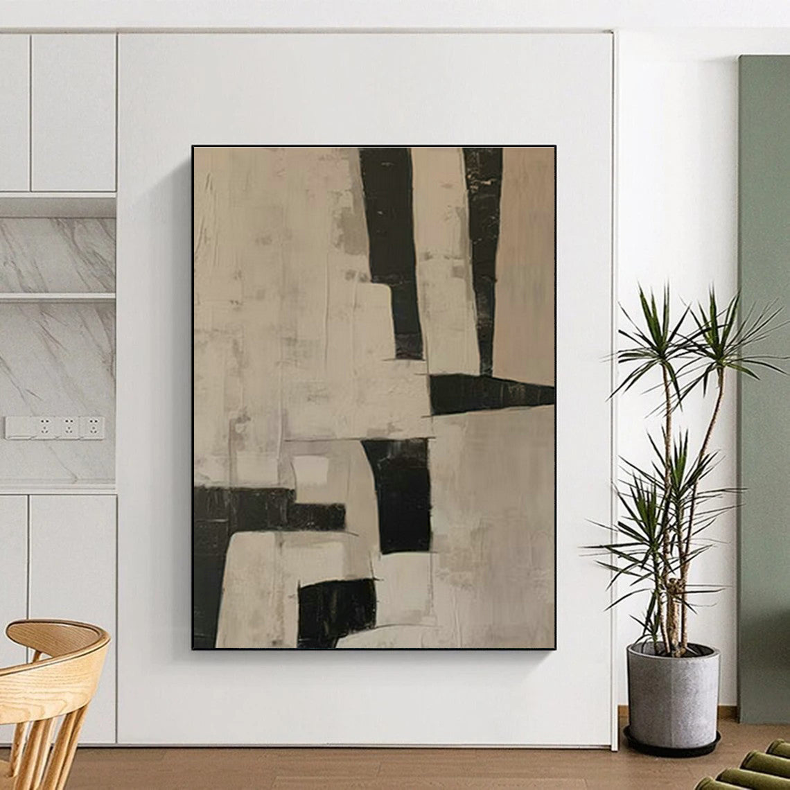 Black - White Geometric Abstract Art for Modern Art Museum & Scandinavian - Style Home DLZ1882