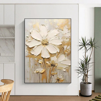 Gold - Accented Floral Art for Luxury Hotel Suite & Upscale Bridal Suite DLZ1402