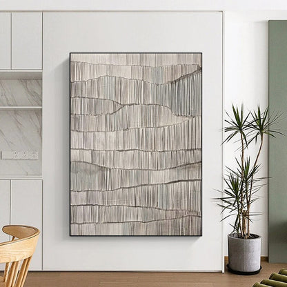 Gray - White Wave Textured Art for Modern Office Waiting Area & Minimalist Gallery DLZ1038