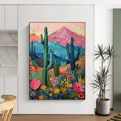 Colorful Desert Landscape Art for Southwest - Style Home & Cactus - Themed Gift Shop DLZ1409