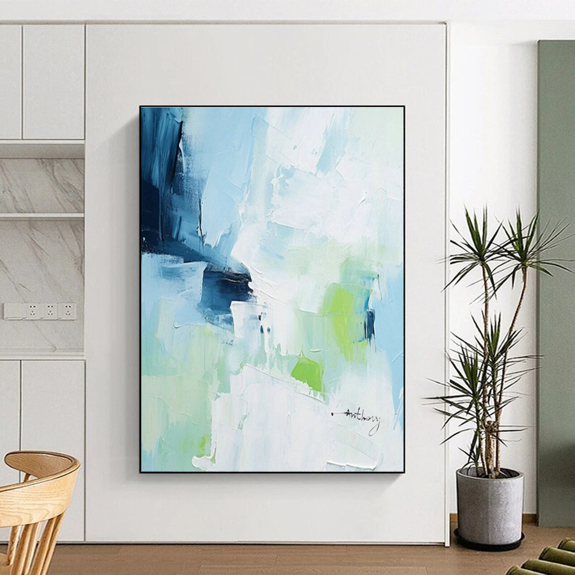 Blue - Green Abstract Art for Wellness Spa & Eco - Friendly Home DLZ1649