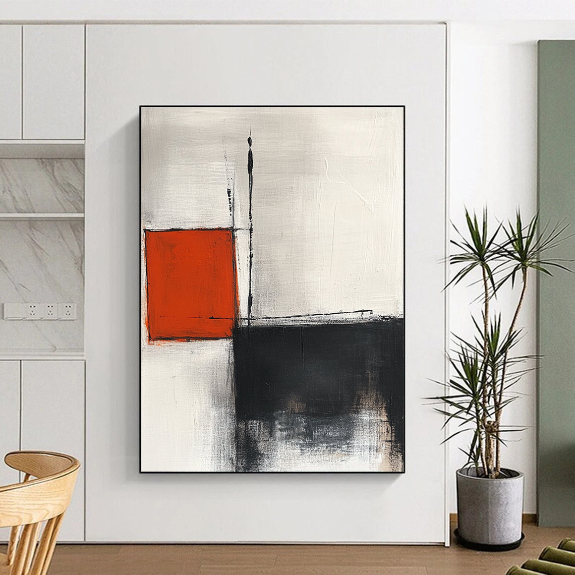 Red and Black Geometric Abstract for Industrial Loft & Contemporary Studio STSC772