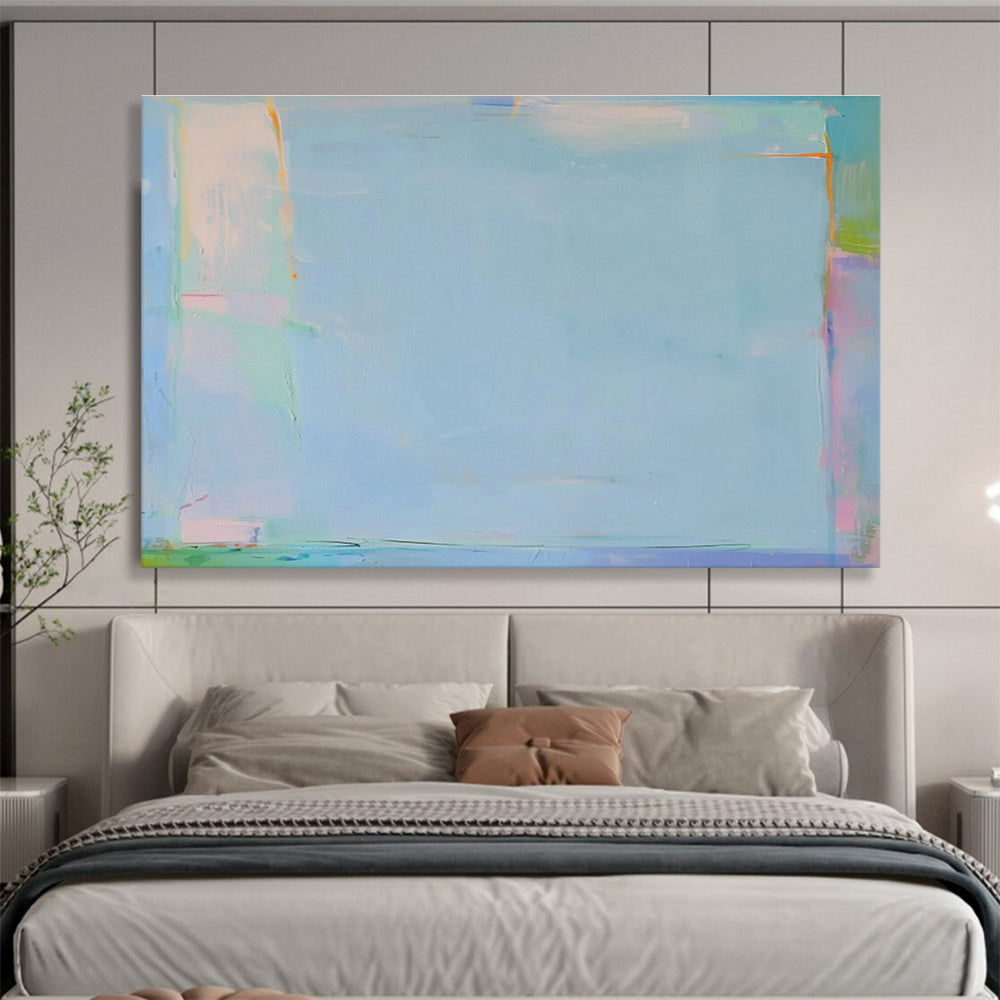 Light Blue Minimalist Abstract Art for Serene Bedroom DLZ2876