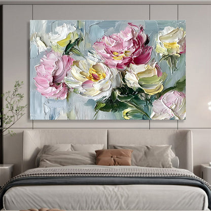 Textured Pink Blooms Art for Garden - themed Restaurant & Floral Shop SC125