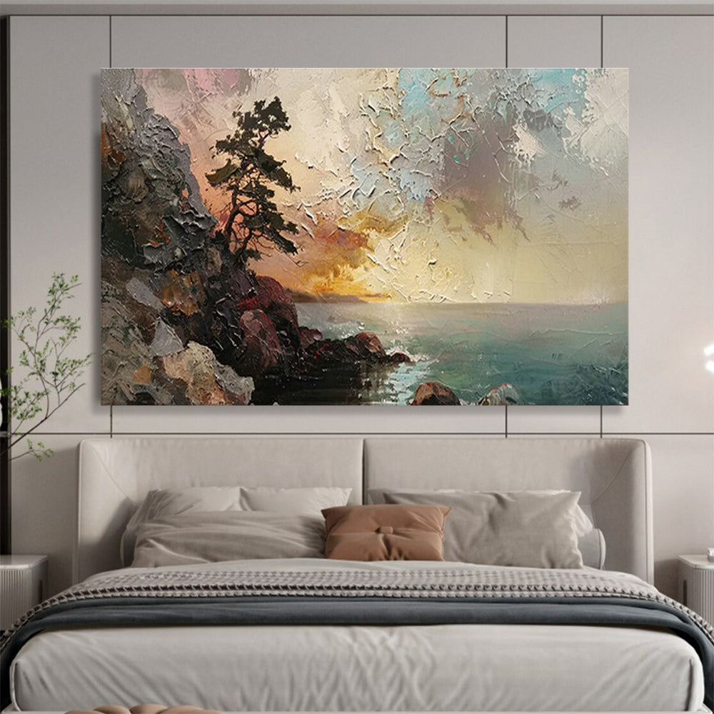 Coastal Lone Pine Landscape Art for Nautical - Themed Study DLZ2847