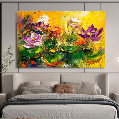 Vibrant Lotus Flowers Art for Asian - Inspired Restaurant & Wellness Center SC195