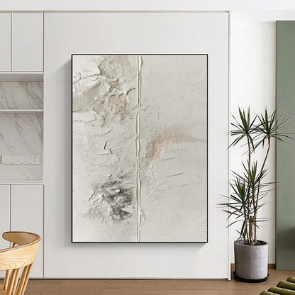 White Textured Abstract Art for Minimalist Bedroom Accents DLZ0242