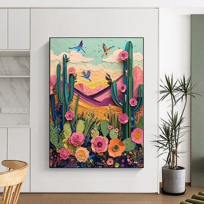 Colorful Desert Cactus Art for Southwest - Themed Boutique & Eclectic Home Entryway STSC1426