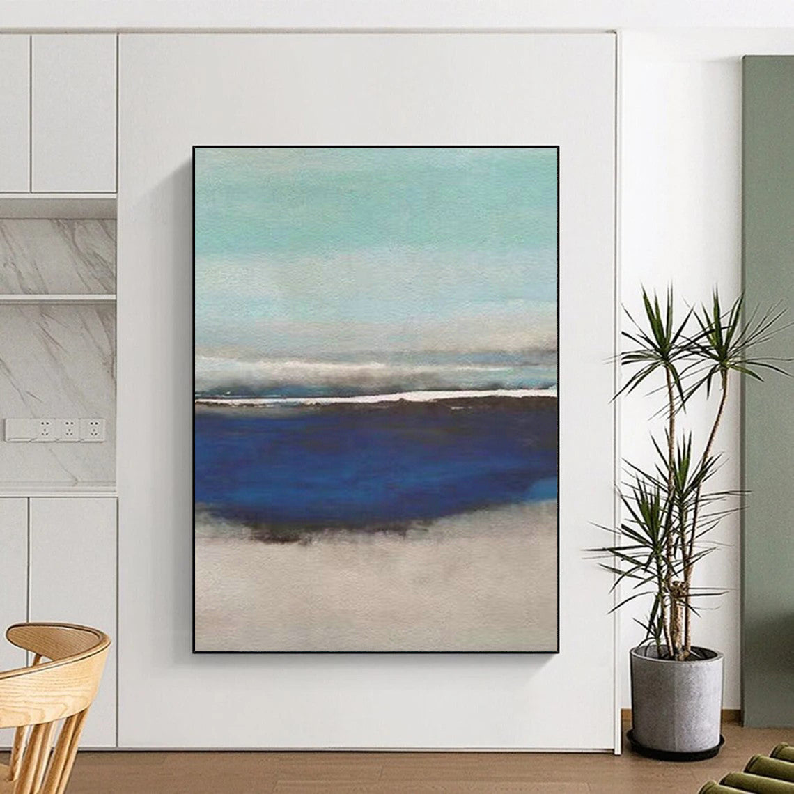 Minimalist Seaside Abstract for Japandi - Style Beach House & Zen - Inspired Yoga Studio DLZ0933