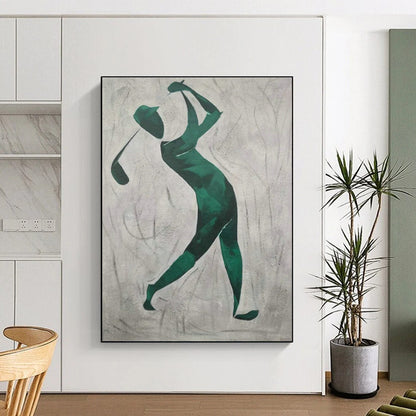 Green Golfer Silhouette Art for Sports Bar & Golf Clubhouse DLZ1784