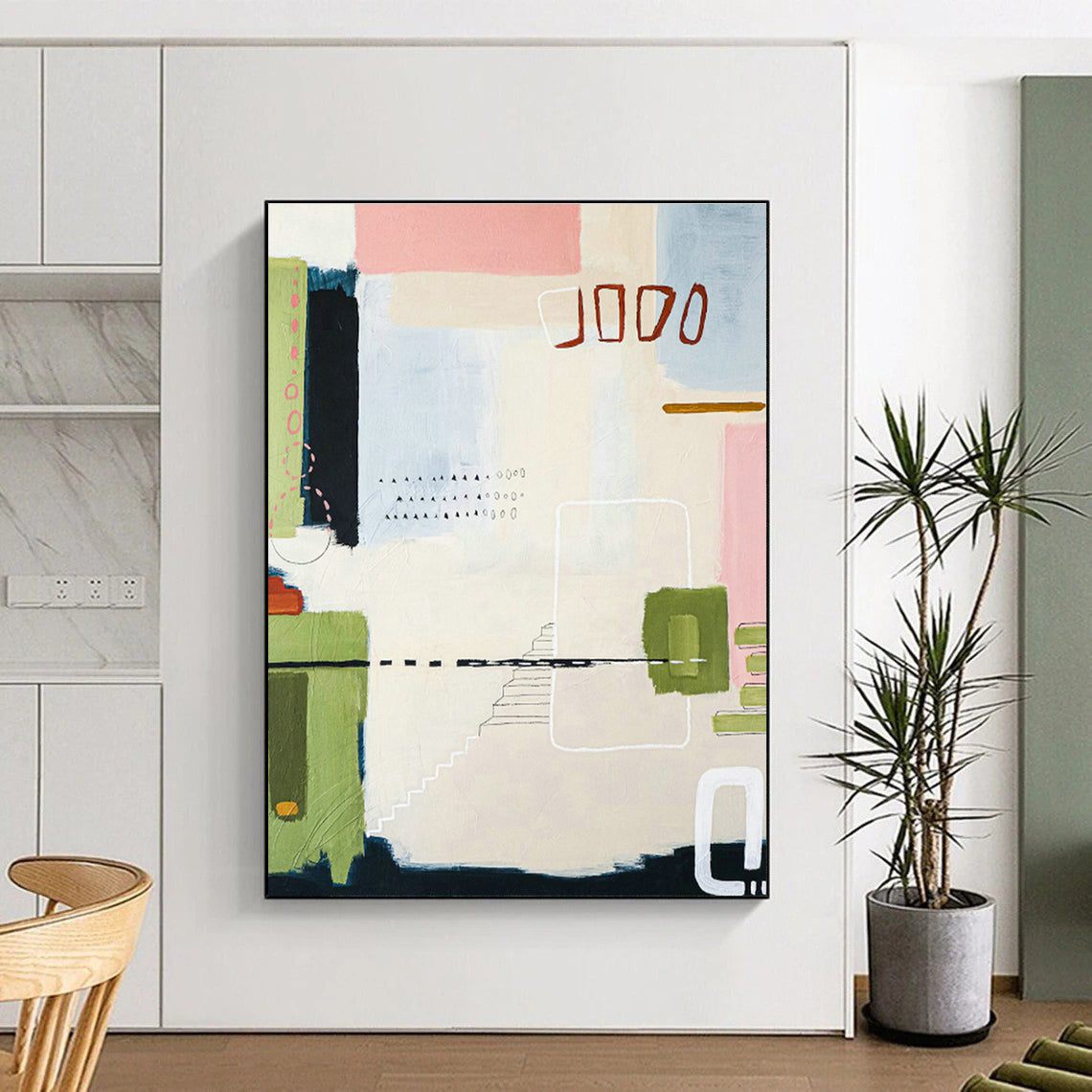 Pink - Green - Blue Abstract Art for Boho - Chic Home & Creative Atelier DLZ1116