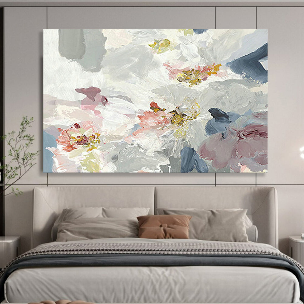 Delicate Pink - White Floral Abstract Art to Craft a Charming and Romantic Bedroom Escape DLZ2788