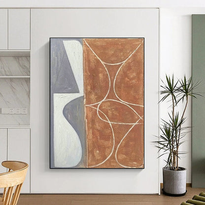 Brown - Gray Line Abstract Art for Mid - Century Home & Design Studio DLZ1145