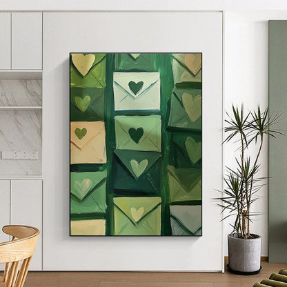 Green Envelopes with Hearts Art for Stationery Shop & Romantic Home Office DLZ0687