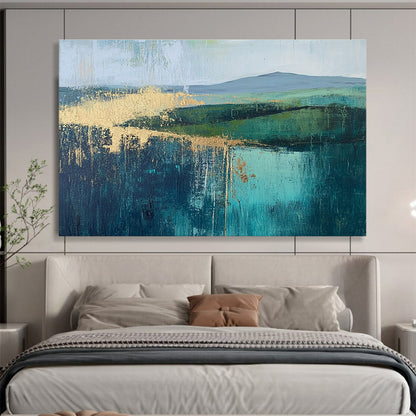 Green and Gold Landscape Art for Botanical - Themed Home & Luxury Spa SC315
