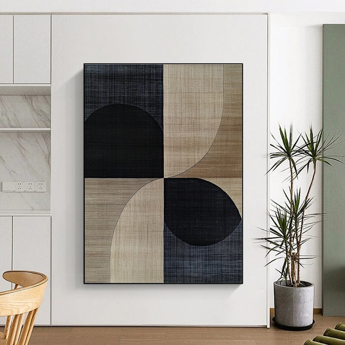 Black and Beige Geometric Forms Art for Contemporary Office & Scandinavian - Style Home STSC1318