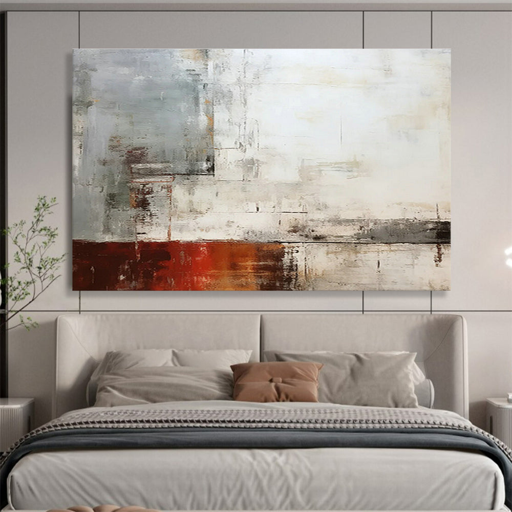 Gray - White - Red Abstract Art for Industrial - Style Dining Areas DLZ2427