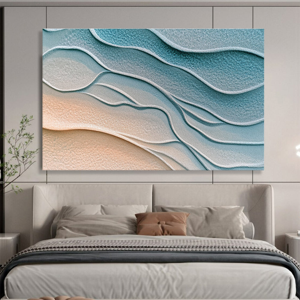 Blue - Gray Sand Waves Art for Coastal Home & Spa Retreat SC452