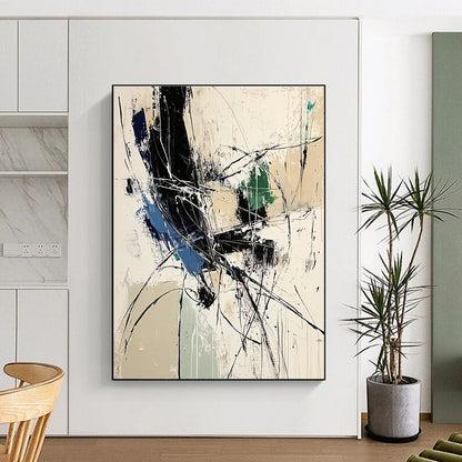 Dynamic Black and White Abstract for Contemporary Art Space & Minimalist Office STSC825