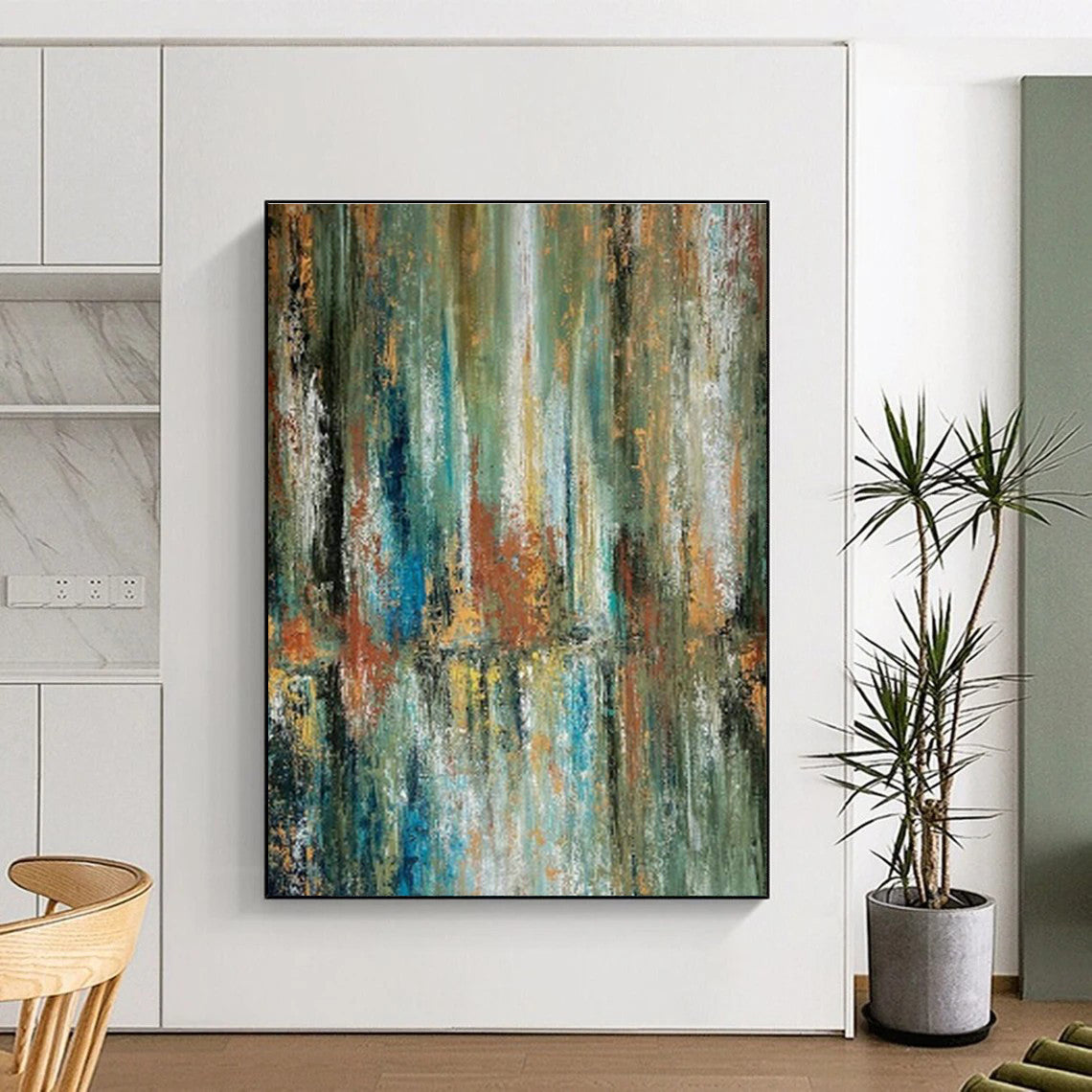 Colorful Vertical - Stroke Abstract Art for Office Break Room Walls DLZ0033