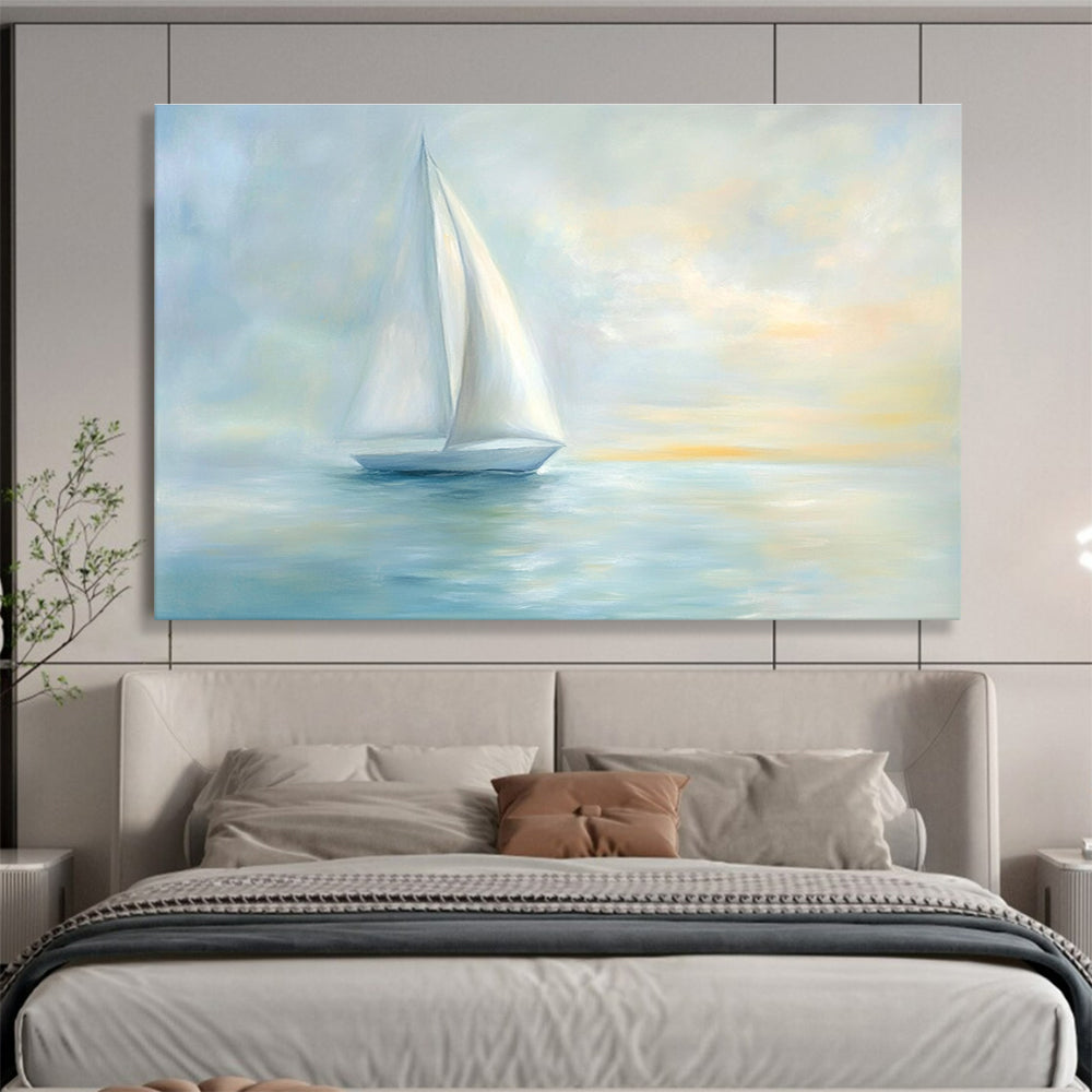 Peaceful Sailboat Art: Soothe Bedroom & Lakeside Cottage SC547