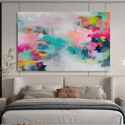 Pink - Blue Abstract Color Art for Chic Boutique Café DLZ2859