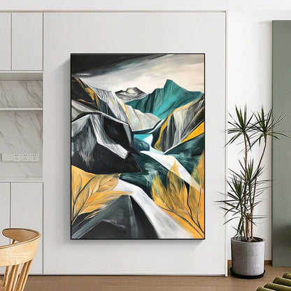 Abstract Mountain Landscape with River for Adventure - Themed Lodge & Modern Art Gallery STSC191