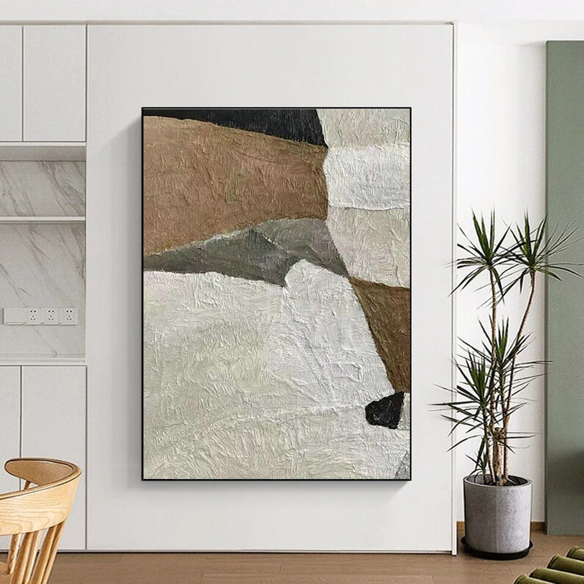 Brown - White Collage Abstract Art for Rustic Home & Art Gallery DLZ1147