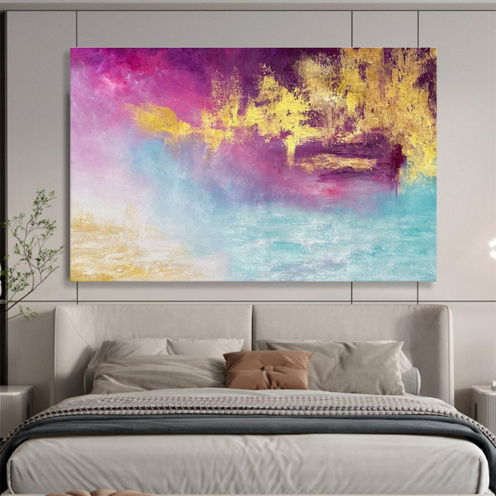 Romantic Pink, Purple, and Gold Abstract Art for a Romantic Lounge DLZ2399
